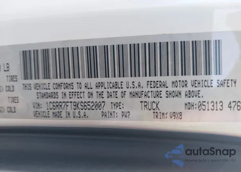 2019 Ram 1500 Classic Tradesman 4X4 6'4 Box из США, поврежденный, VIN 1C6RR7FT9KS652007